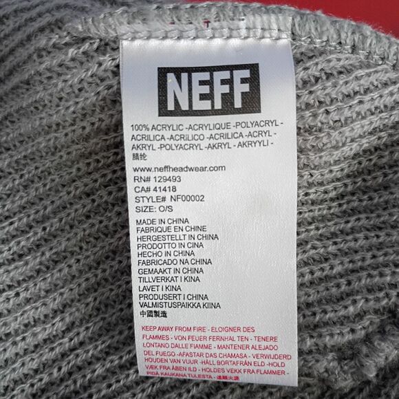 Neff Gray Beanie Winter Hat Knit Toboggan - Picture 3 of 5